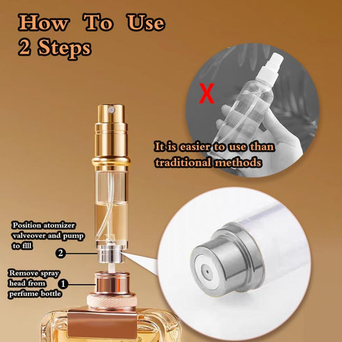 5ml Mini Portable Refillable Perfume Spray Bottle,with Bottom Filling Design, Genuine Leather Shell, Nanoscale Sprinkler, Great Companion for Trav...