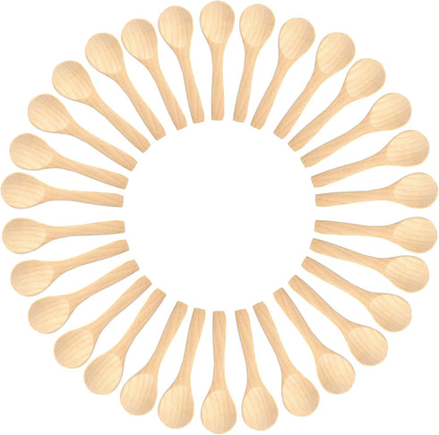 Small Mini Wooden Spoons 50 PCS for Body Scrubs/Sugar Scrubs/Spices/Ice Cream/Bath Salts, 3.93inch...