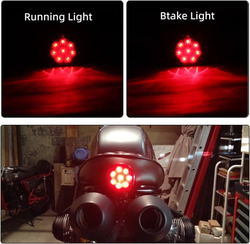 DREAMIZER Motorcycle Tail Light Red 8 LED Stop Lamp Compatible With Chopper Bobber Cafe Racer Bike...