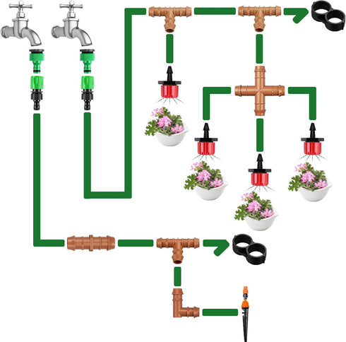 Drip Irrigation Fittings Barbed Cross Tee for 1/2" Irrigation Tubing(0.600" ID), 14 Pieces Barbed 4 Way Connectors, Drip Line 4 Way Couplings for ...