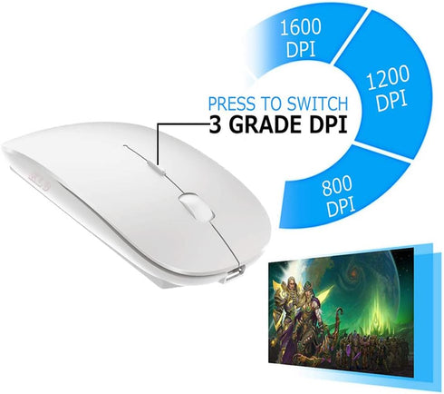 KLO Bluetooth Mouse for MacBook/MacBook air/Pro/iPad, Wireless Mouse for Laptop/Notebook/pc/iPad/Chromebook (BT/B White)...