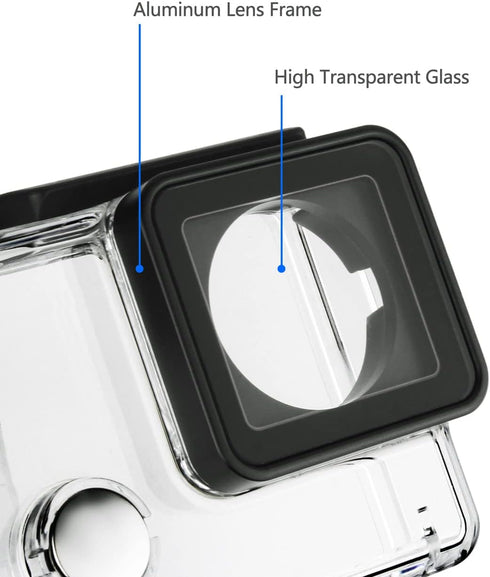SOONSUN Standard Protective Waterproof Dive Housing Case for GoPro Hero 4, Hero 3+, Hero 3 Black Silver Camera - 40 Meters (131 Feet) Underwater P...