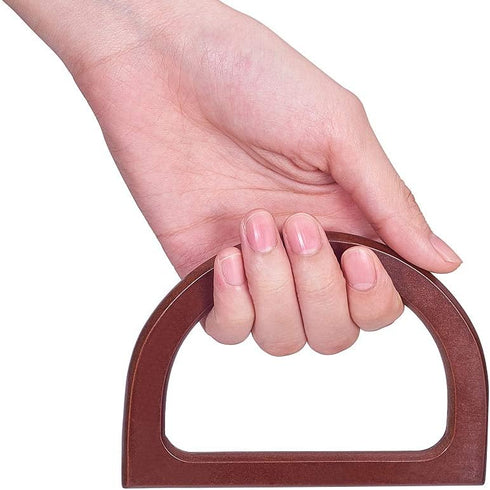 PH PandaHall 4pcs Wooden Bag Handle Replacement D Shape Purse Handles Handbag Purse Handle Purse Making Supplies for Handmade Beach Bag Crochet Ha...