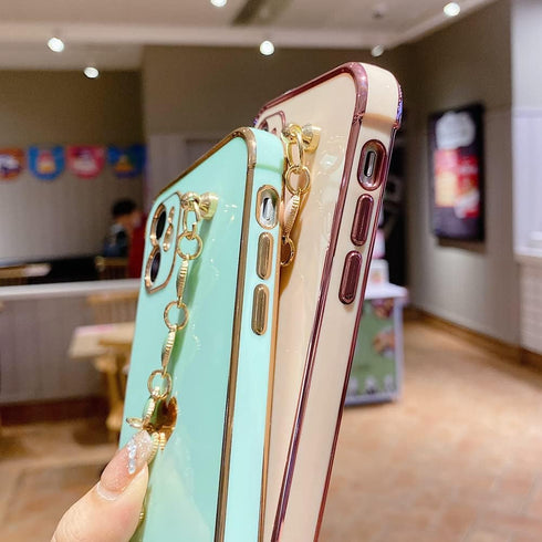 BANAILOA Compatible with Phone 13 Case Hearts,Luxury Cute Case with Chain Strap for Women Girls Camera Drop Protective Phone Cover - 6.1 inch (Gre...