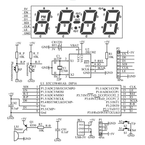 Gikfun 4-Digit LED Electronic Alarm Clock DIY Kits with Acrylic Shell Soldering Practice Learning Project EK1985-US......