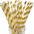 Clinquant Gold Lightful Stripes Paper Drinking Straws Weddings Decoration Party Straws, 100 Pcs Disposable Gold Striped Straw in Kraft Box...