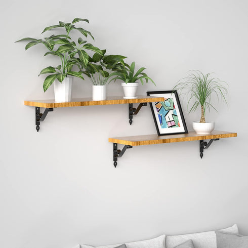 Decorative Shelf Brackets,6inch Wall Mounted Floating Shelf Bracket for DIY Open Shelving,Pack of 2 Heavy Duty Rustic Iron Metal Corner Bracket Sh...