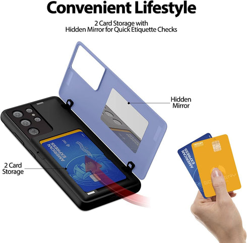 GOOSPERY for Galaxy S21 Ultra 6.8"(2021) Card Holder Wallet Case, Easy Magnetic Door Closure Protective Dual Layer Bumper Sturdy Phone Back Cover ...