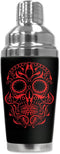 Mugzie "Red Sugar Skull" Cocktail Shaker with Insulated Wetsuit Cover, 16 oz, Black...