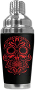 Mugzie "Red Sugar Skull" Cocktail Shaker with Insulated Wetsuit Cover, 16 oz, Black...