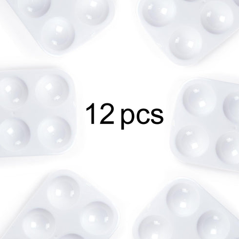Super Z Outlet White Plastic Artist Paint Palettes Color Rectangular Cavity Non-Stick Trays 6 Slot for Watercolor, Acrylic, Oil Paints (12 Pack, 5...