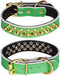 Spiked Studded Dog Collar, Soft Genuine Leather Dog Collar, Adjustable Dog Collars for Small Medium Large Dogs Breeds Pit Bull (L fit Neck 14.5-18...
