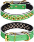 Spiked Studded Dog Collar, Soft Genuine Leather Dog Collar, Adjustable Dog Collars for Small Medium Large Dogs Breeds Pit Bull (L fit Neck 14.5-18...