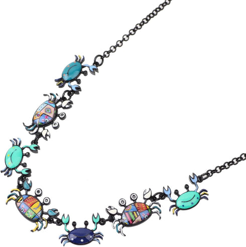 Crystal Antique Rose Gold/Silver Plated Crab Necklace Ocean Pendant Novelty Jewelry for Women Charm Party Gift...