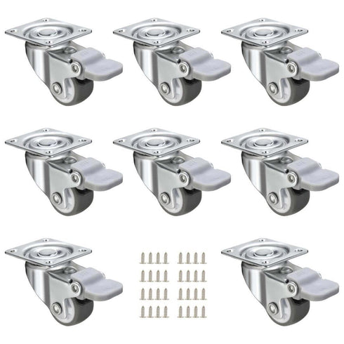 1 inch Caster Wheels 8 Pack, Durable Mini Caster Wheels for Furniture, Soft Rubber Small Locking Casters for Furniture, Low Profile Swivel Castor ...