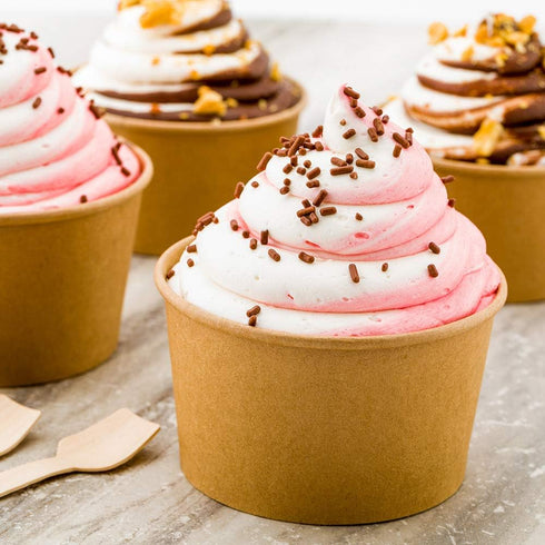 Coppetta 12-Ounce Dessert Cups, 50 Disposable Ice Cream Cups - Lids Sold Separately, Sturdy, Kraft Paper Frozen Yogurt Bowls, For Hot And Cold Foo...