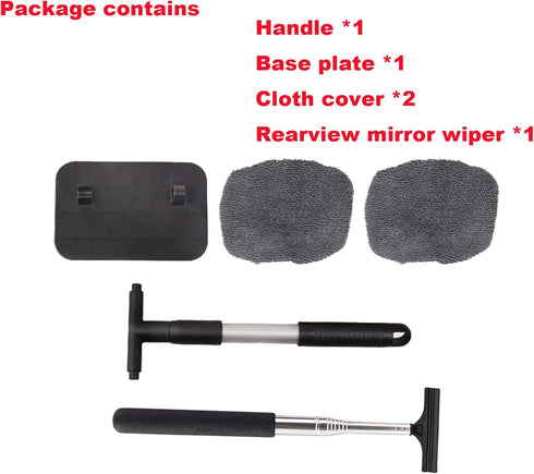 Car Rearview Mirror Wiper 2 pack Universal Automotive Car Accessories Telescopic Auto Mirror Squeegee Cleaner 98cm Long Handle Portable Car Cleani...