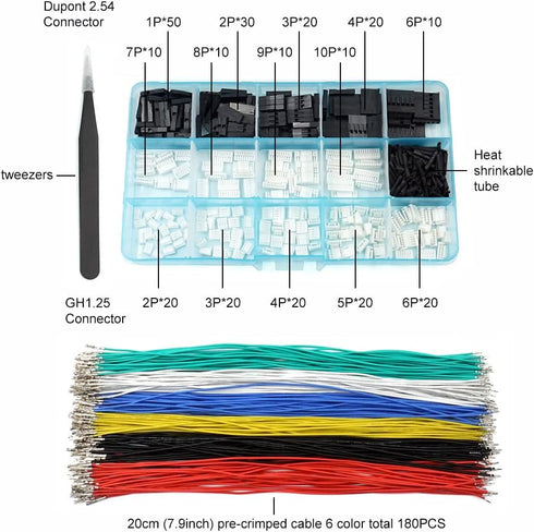 GH1.25 to Dupont2.54 Pre-Crimped Cables and Connectors Kit Compatible with JST GH 1.25mm for Pixhawk4 Pixhawk 6C 6X 20cm Silicone Wire...