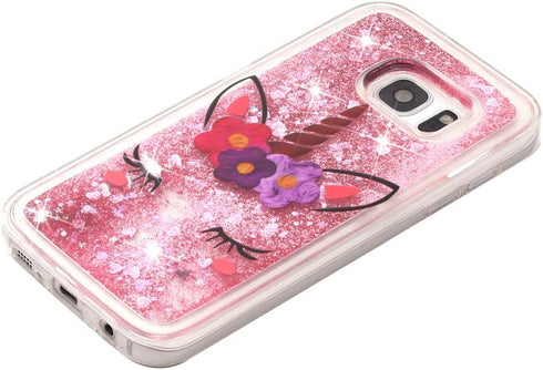 Case for Samsung S7 for Girl Glitter Liquid Sparkle Floating Shiny Quicksand Clear Soft TPU Silicone Shockproof Protective Bumper Thin Cover for S...