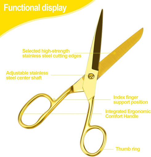 MultiBey Scissors Straight Recycled Stainless Steel 7" Copper Gold Multipurpose Fabric Leather Arts and Crafts Paper Shears Heavy Duty (Upgraded)...