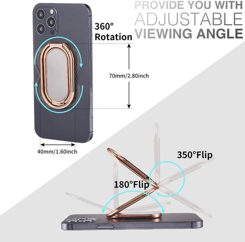 Phone Ring Holder Finger Kickstand Foldable Cellphone Stand 360° Degree Rotation Metal Ring Grip Holder for Magnetic Car Mount Compatible with iPh...