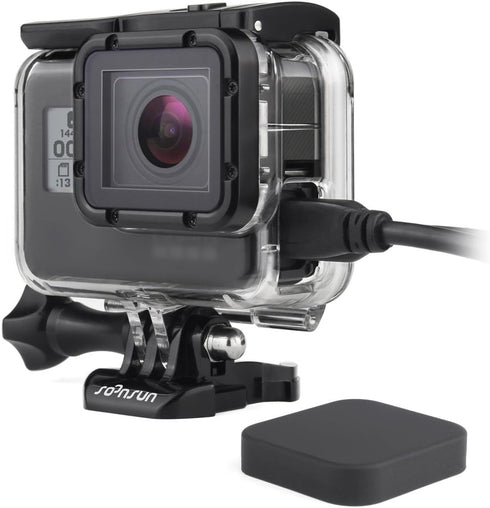 SOONSUN Skeleton Housing Case for GoPro Hero 7/6/5 Black, Hero (2018), Side Open Protective Case with Bracket Accessories – Ideal for Vlogging, Li...