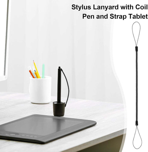 8 PCS Elastic Lanyard Tether Retractable Spring Coil Strap Pens Coil Spring Straps Touch Pens Plastic Coil Spring Leash Stylus Lanyard Cord for Te...