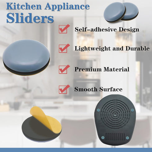 Kitchen Appliance Sliders, ELEMGULY 16 Pack DIY Adhesive Magic Telfon Self Stick Sliders Sliding Tray for Most Coffee Makers, Blenders, Air Fryers...