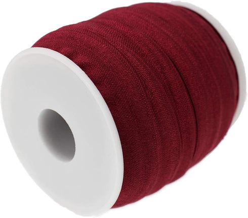 PAMIR TONG 25 Yards 5/8'' Fold Over Elastic FOE Headband Baby Hairbow Soft Foldover Elastic Binding Webbing Tape Craft Sewing (Maroon)...