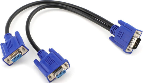 PASOW VGA Splitter Cable 1080P Dual VGA Monitor Y Cable 1 Male to 2 Female Adapter Cable Only for Screen Duplication - 1.5 Feet (No Screen Extensi...