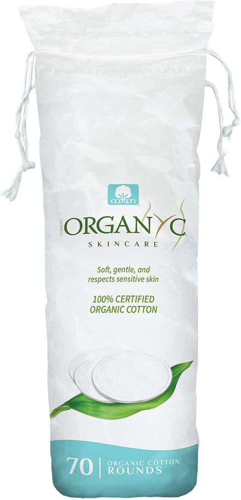 Organyc 100% Organic Cotton Rounds - Biodegradable Cotton, Chemical Free, For Sensitive Skin (70 Count) - Daily Cosmetics. Beauty and Personal Car...