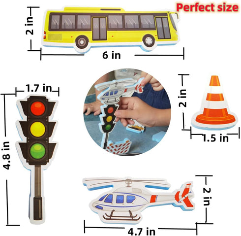 Foam Bath Toys for Toddlers- 29 Piece Vehicles Bath Stickers with Storage Bag Educational Floating Bathtub Traffic Preschool Non-Toxic Fun Bathing...