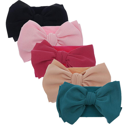 KIDOCHEESE Hairband, Baby Girl Bows Nylon Headbands with Bows, Handmade Hairbands Elastics Hair Accessories for Newborn Infant Toddlers Kids, 5 Pc...