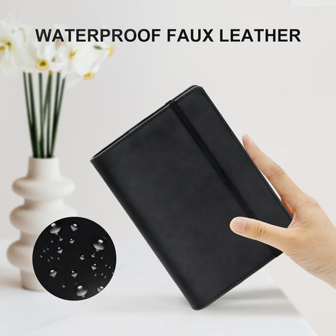 A6 Refillable 6 Ring Faux Leather Budget Binder,Mini Notebook Binder Cover for A6 Filler Paper,Loose Leaf Personal Planner Binder Cover with Magne...