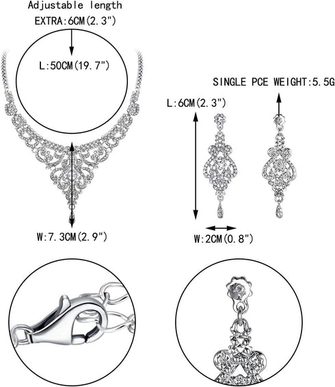 EVER FAITH Women's Austrian Crystal Art Deco Bridal Vase Flower Necklace Earrings Set...
