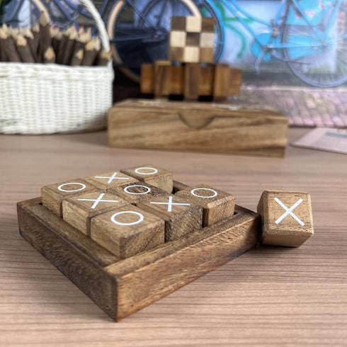 Wooden TIC TAC Toe Game Coffee Table Decor Family Game Night Indoor Outdoor Fun Games for Teens and Adults Classic OX Wood Board Game TicTacToe...