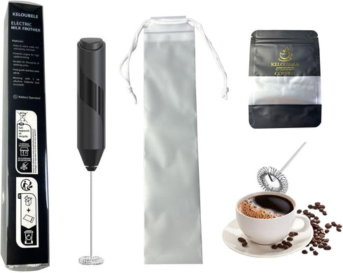 Milk Frother Wand with trip bag trip coffee bag,Handheld Stainless Steel - Battery Operated Coffee, Lattes, Cappuccino, Matcha - Froth Mate Milk &...