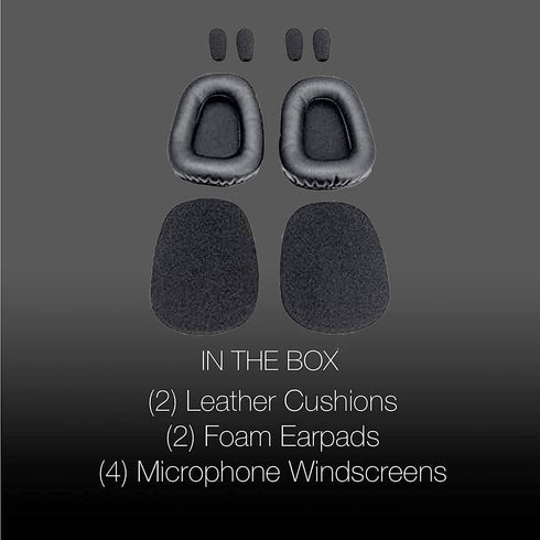 Cushion Replacement Kit for Blue Parrott B550-XT Bluetooth Headset, 2 Leather Cushions, 2 Foam Earpads, 4 Microphone Windscreens by Global Teck...