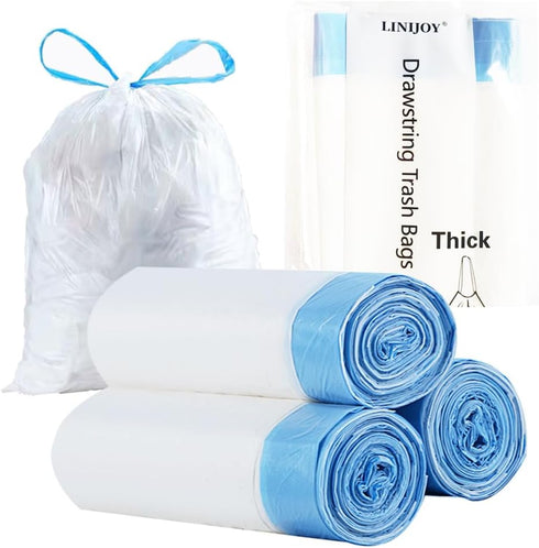4 Gallon Trash Bags Drawstring,Small 60 Counts Strong Drawstring Trash Bags,White Small Garbage Bags Unscented for Kitchen,Bathroom,Office...