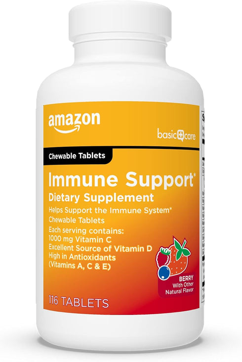 Amazon Basic Care Immune Support Berry Chew Tablets, 116 Count...