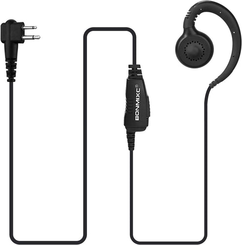 2-Pack Walkie Talkie Earpieces, 2.5mm/3.5mm 2-Pin Two Way Radio Headset with PTT Mic and 180° rotatable earbud, Compatible with Motorola Two-Way R...
