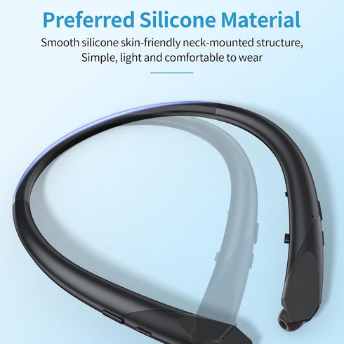 Bluetooth Headset, 2024 Upgraded Wireless Neckband Bluetooth Headphones - Retractable Earbuds, Long Playtime, Noise Cancelling Stereo Earphones wi...
