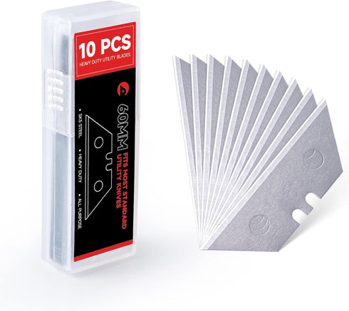 FOSHIO 10 Pack Utility Knife Blades, Heavy Duty Box Cutter Blades SK5 Carbon Steel, Standard Replacement Razor Blades Utility Knife for Leather, R...