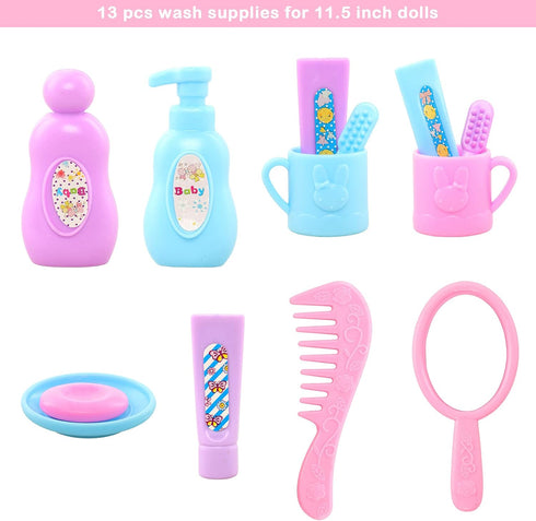 BARWA 43 PCS Doll Accessories Travel Toiletries Clip Bag Crown Necklace Comb Camera Rubber Band for 11.5 inch Doll Xmas Gift…...