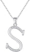 EVER FAITH 925 Sterling Silver CZ Cursive Initial 26 Letters Alphabet Adjustable Pendant Necklace Clear...