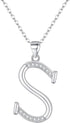 EVER FAITH 925 Sterling Silver CZ Cursive Initial 26 Letters Alphabet Adjustable Pendant Necklace Clear...