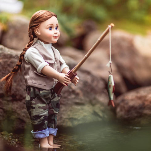 The Queen's Treasures 18 Inch Doll Clothes & Accessories, 4 Pc Fishing Outfit with Pants, Hat, Vest & Shirt, Compatible for Use with American Girl...