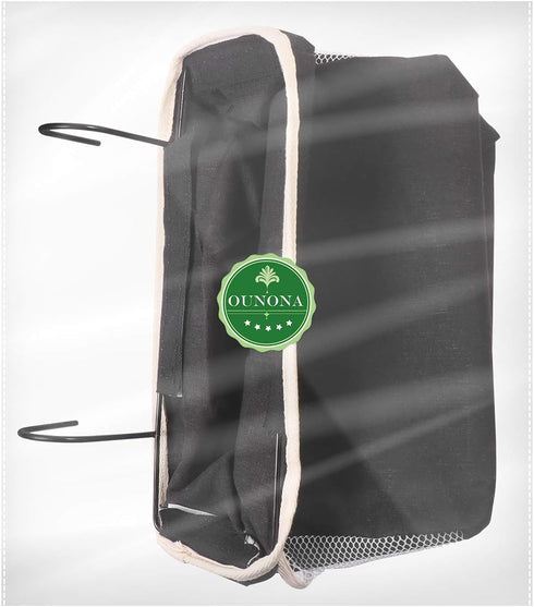 Canvas Bedside Storage Hanging Organizer for Dorm Bunk Bed Rails, Black Container for Tablet, Magazine, and Essentials, 11.81 X 7.48 X 5.11 Inches...