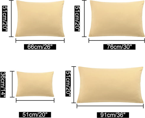 uxcell 2 Pack Pillow Cases Soft 1800 Series Microfiber Pillowcases Set with Zipper King(20"x36") Gold...