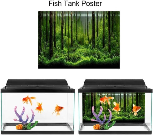 Aquarium Background 10 Gallon Tank Aquarium Poster Aquarium Forest Background Picture Fish Tank Background PVC Adhesive Underwater Forest Tank Pos...
